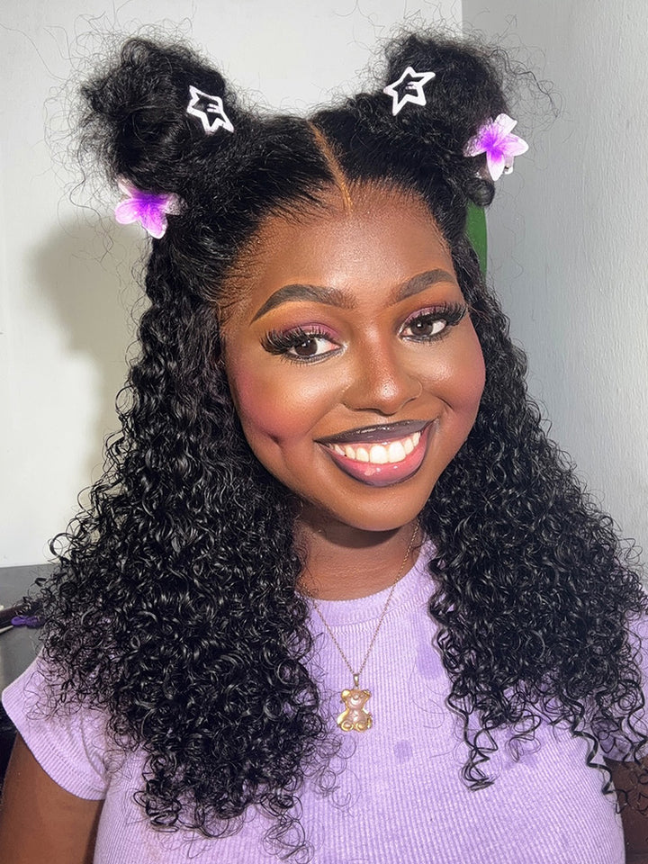 CurlyMe Virgin Human Hair Kinky Curly 5x5 Lace Closure Swiss Lace Wigs Pre Plucked