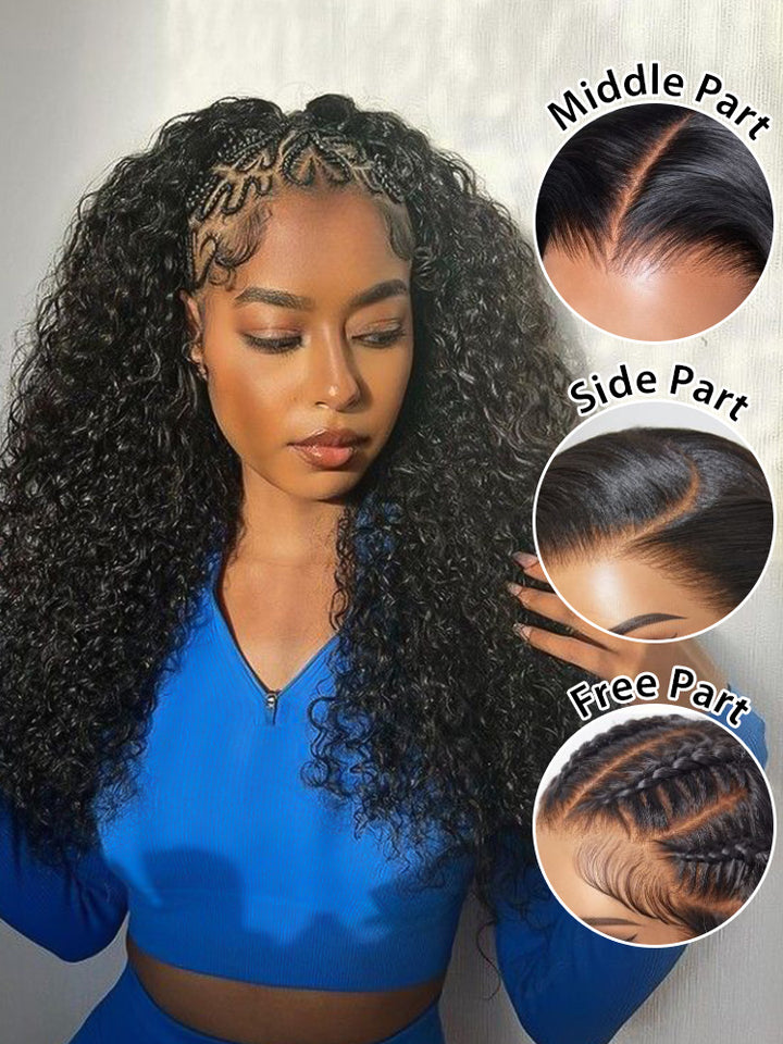 CurlyMe Kinky Curly Human Hair Wigs 13x6 Lace Front Wigs Bomb Look