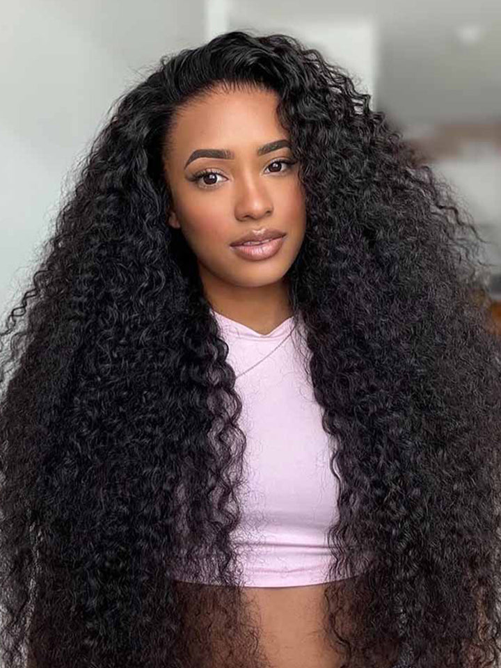 CurlyMe Water Wave Human Hair Undetectable 13x6 Swiss Lace Front Wig