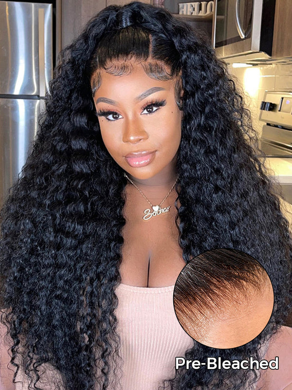 CurlyMe Water Wave Human Hair Undetectable 13x6 Swiss Lace Front Wig