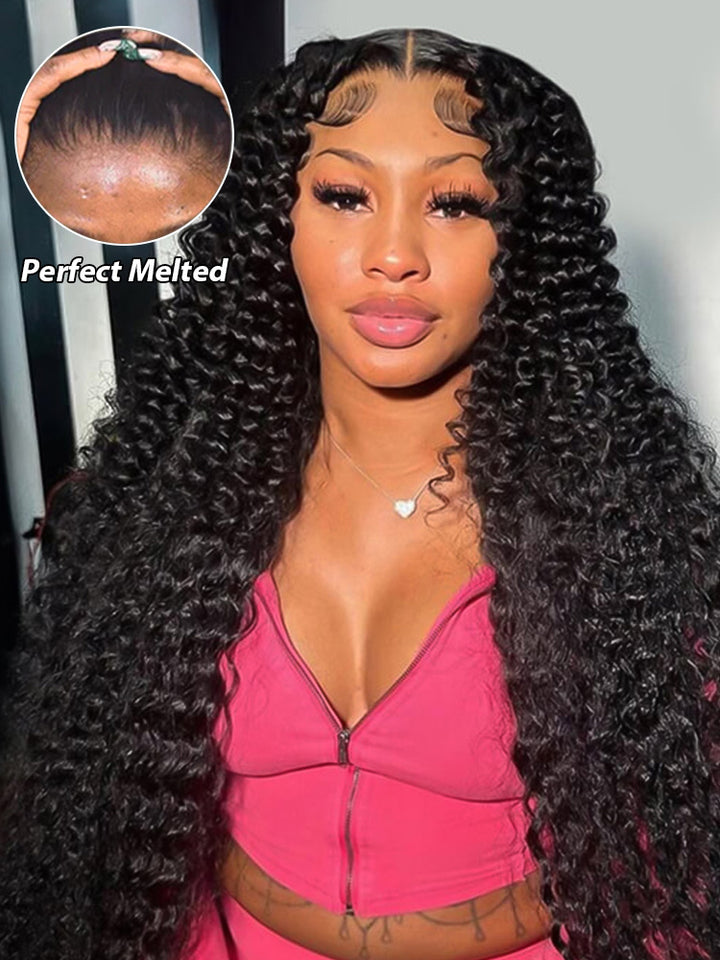 CurlyMe Water Wave Human Hair Undetectable 13x6 Swiss Lace Front Wig