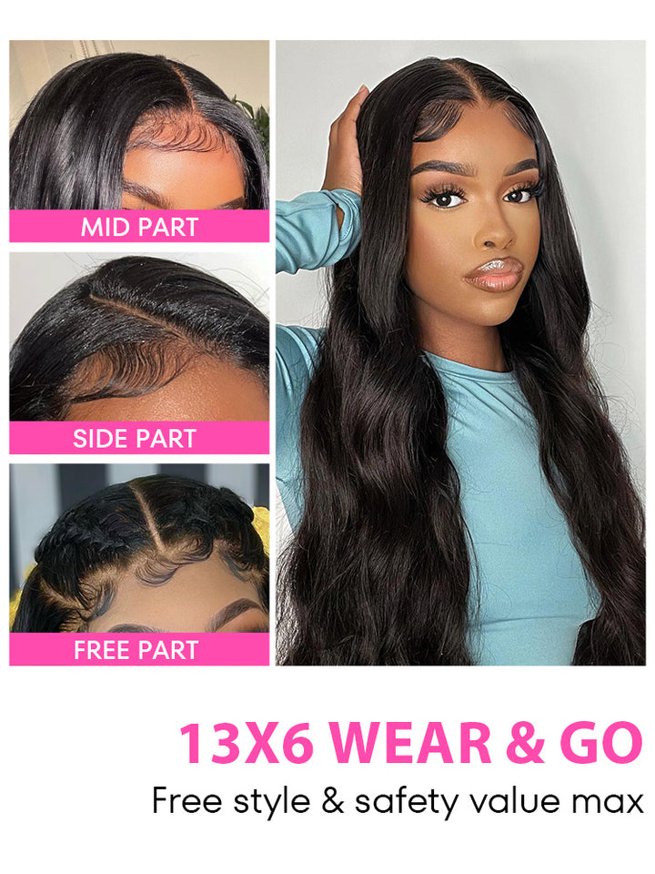 CurlyMe Bleached Knots Body Wave 13x4/13x6 HD Lace Frontal Wig 100% Human Hair Wear Go Wig