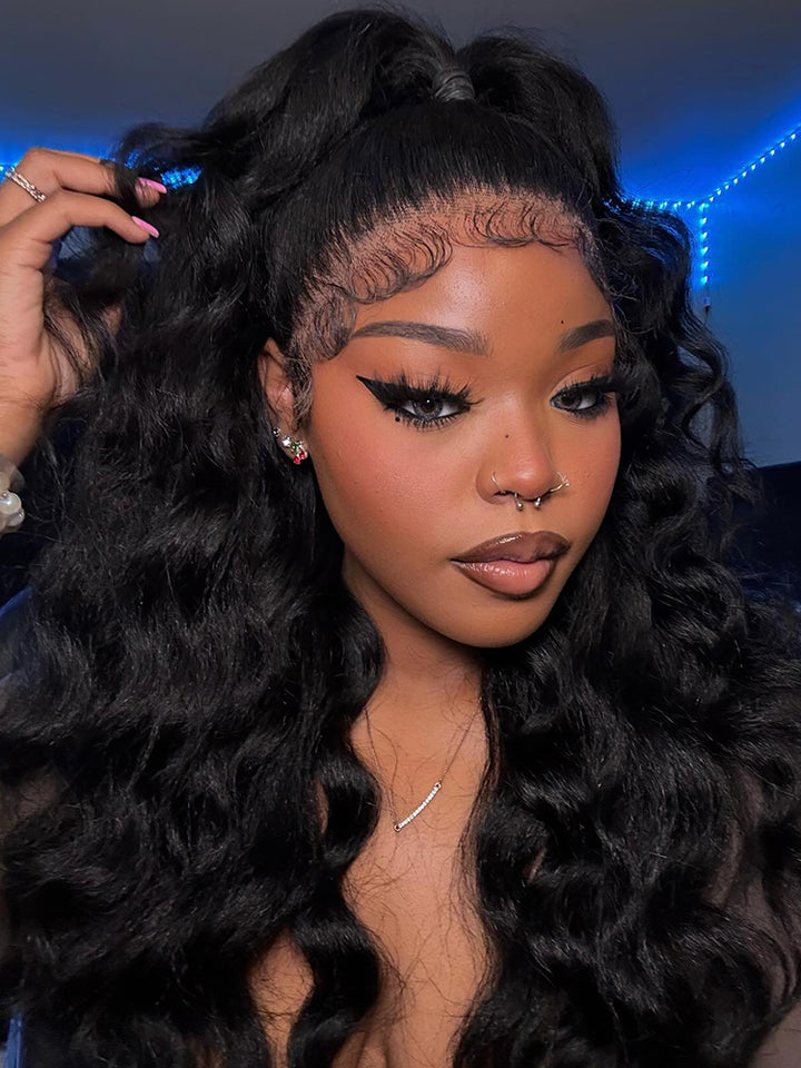 CurlyMe Kinky Straight Human Hair Wigs 13x6 Lace Front Wigs Bomb Look