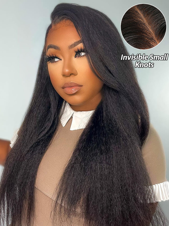 CurlyMe Kinky Straight Human Hair Wigs 13x6 Lace Front Wigs Bomb Look