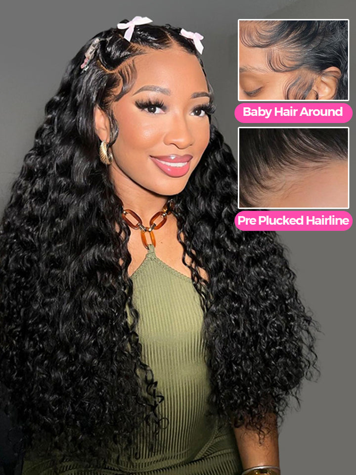 CurlyMe Loose Deep Wave Hair 13x6 Lace Front Wigs Unprocessed Hair On Sale