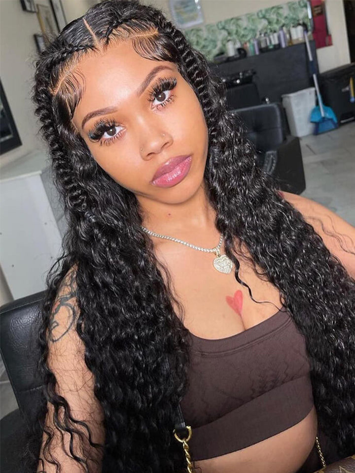 CurlyMe Natural Wave Hair 13x6 Lace Front Wigs Pre Plucked Wavy Hair