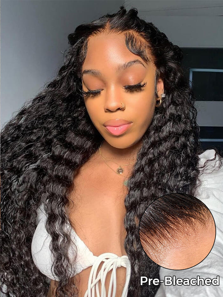 CurlyMe Natural Wave Hair 13x6 Lace Front Wigs Pre Plucked Wavy Hair