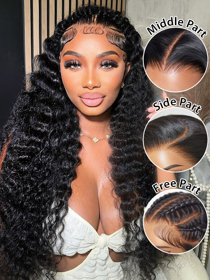 CurlyMe Natural Wave Hair 13x6 Lace Front Wigs Pre Plucked Wavy Hair