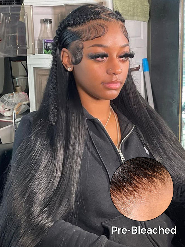 CurlyMe Silky Straight Long Hair 13x6 Lace Front Wigs Pre Plucked Natural Hairline