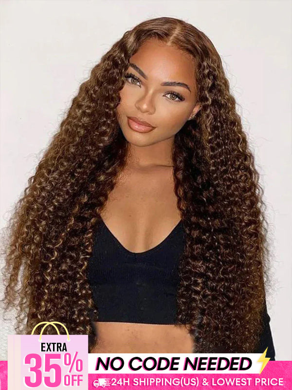 [Clearance Sale] Pre-cut 6x4 Swiss Lace Water Wave Wear Go Highlights Ombre Hair Glueless Wig