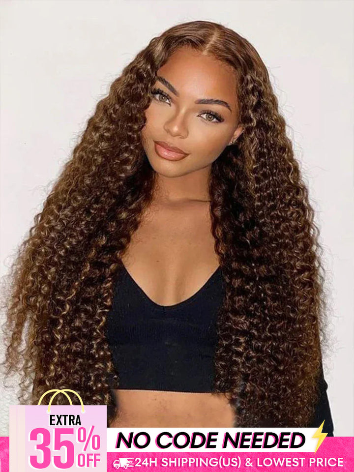 [Clearance Sale] Pre-cut 6x4 Swiss Lace Water Wave Wear Go Highlights Ombre Hair Glueless Wig