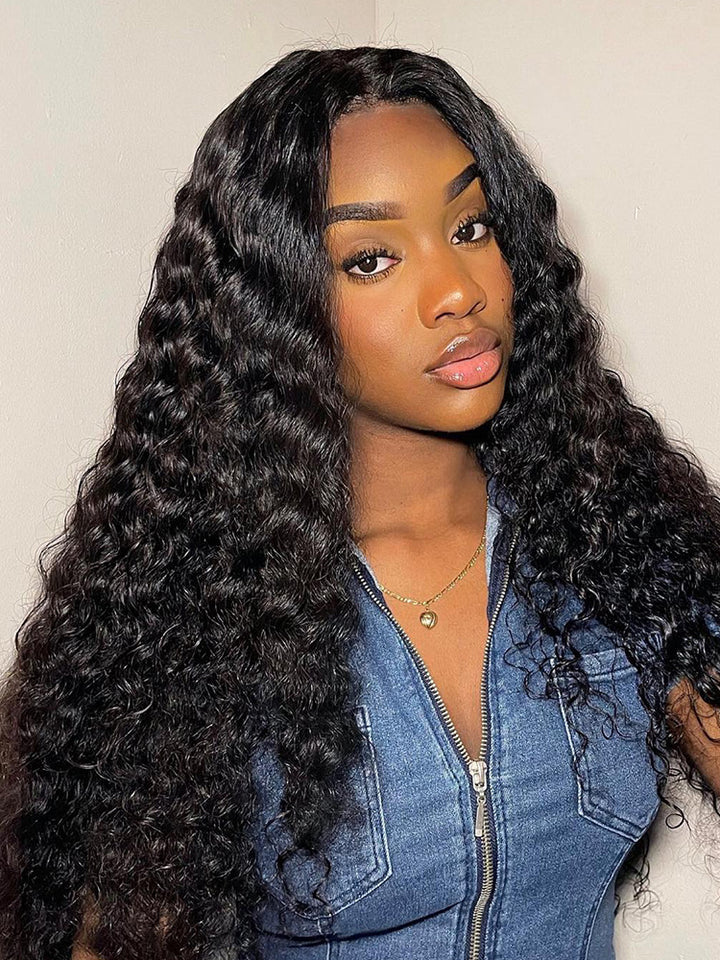 CurlyMe Pre-bleached Deep Wave Wear Go Glueless Wig Pre-cut 4x6.5 HD Lace Wig Pre-plucked