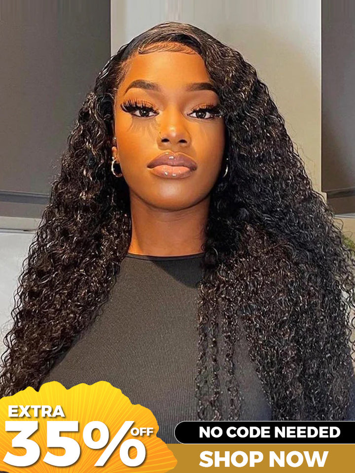 [Clearance Sale] CurlyMe Kinky Curly Human Hair 13x4 Lace Front Wigs Pre Plucked