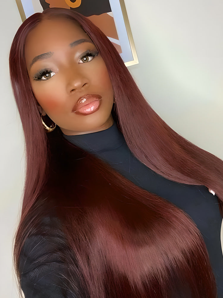 reddish brown buss down wig