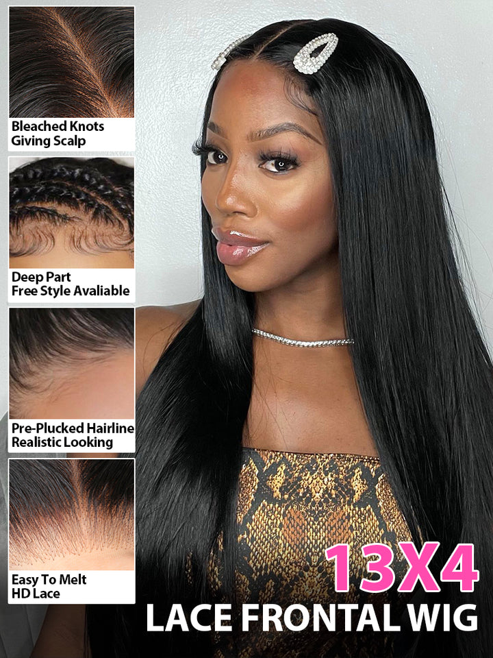 CurlyMe 13x4 Swiss HD Lace/Transparent Lace Wigs Straight Long Hair Lace Front Wigs