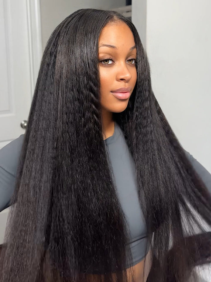 CurlyMe 3 In 1 Half Wig Kinky Straight Glueless Install Half Wig With Drawstring Beginner Friendly