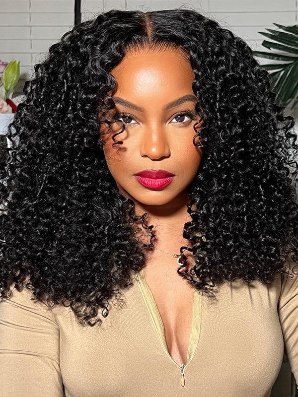 CurlyMe Pre-cut 9x6 Lace M-cap Wear Go Glueless Mini Knots Kinky Curly Hair HD Lace Front Wig Pre-plucked