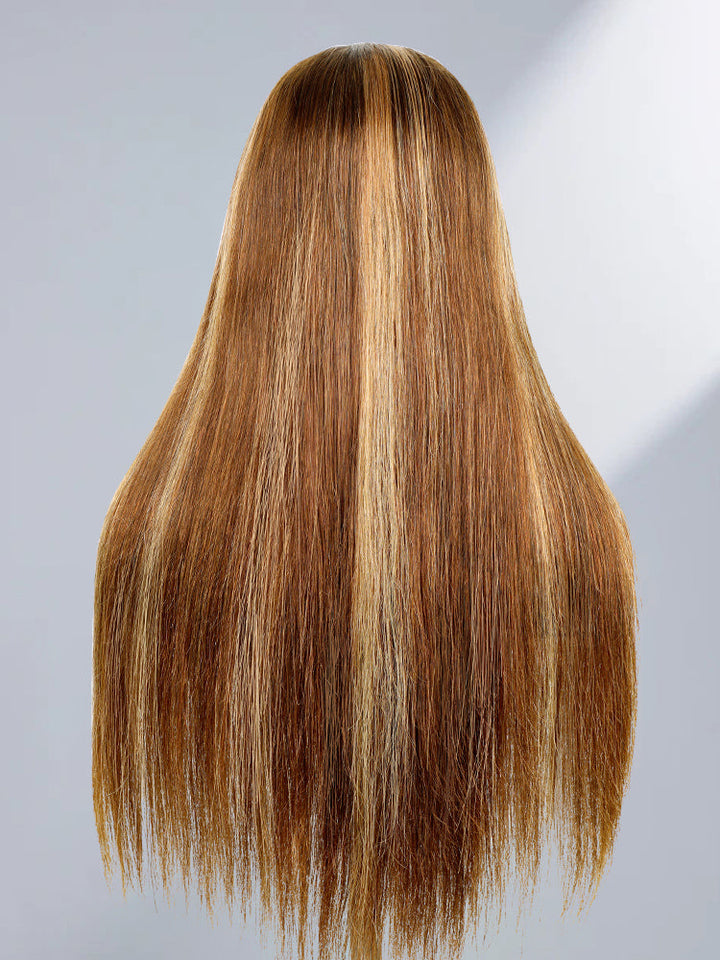 CurlyMe Highlights Ombre 7x5 Swiss Lace Wear Go Straight Glueless Wigs Pre Cut Lace Wig