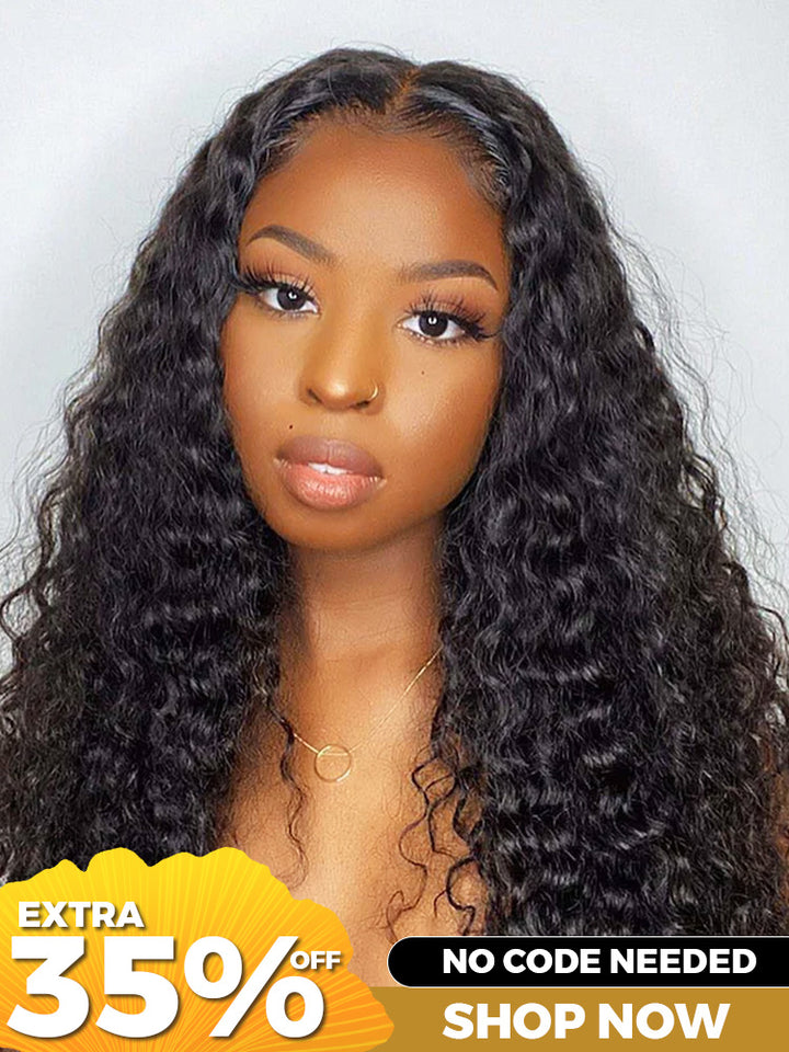 [Clearance Sale] CurlyMe Deep Wave V Part Wig Human Hair Glueless No Lace Wig