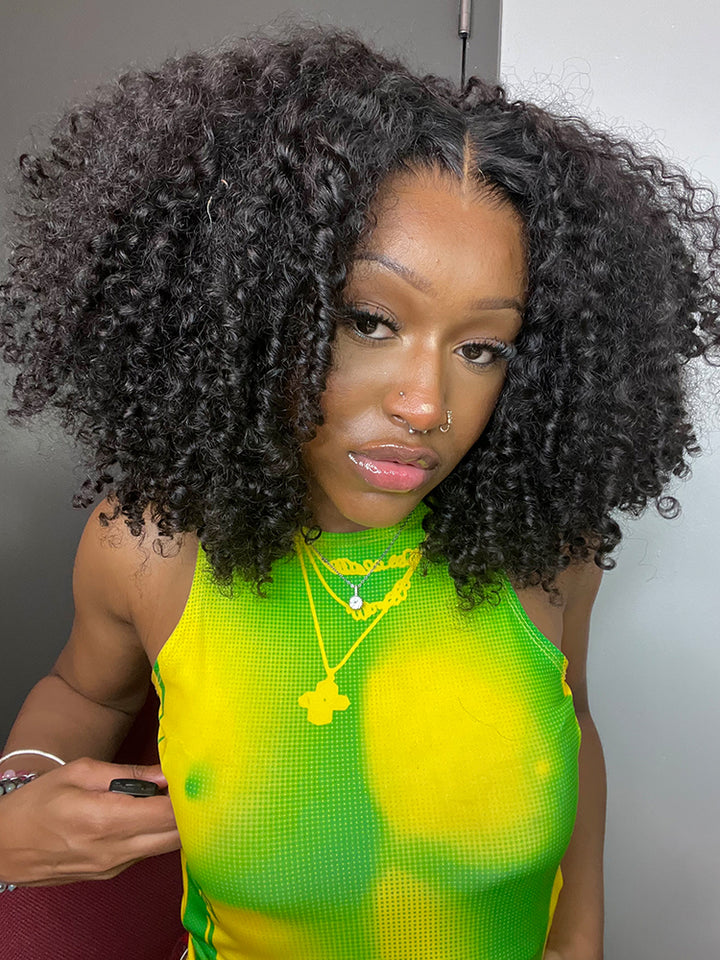 CurlyMe Wear Go Glueless Tiny Knots Pre Bleached Human Hair Wig Very Convenient Beginner Friendly
