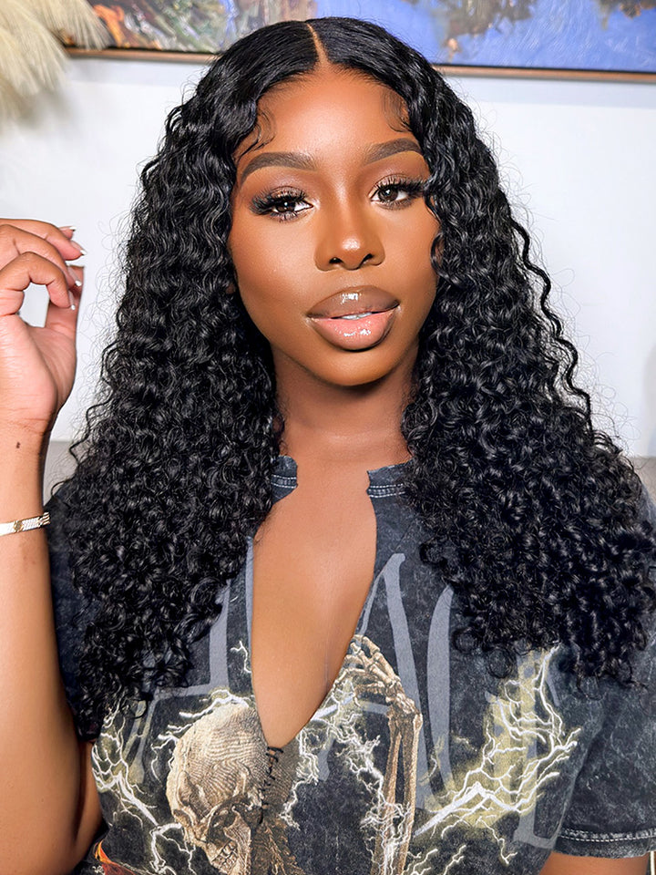 CurlyMe 4x6 HD Lace Glueless Water Wave Wig Wear Go Pre Cut Lace Closure Wig
