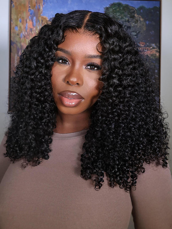 CurlyMe Pre-bleached Kinky Curly 7x5 Pre-cut HD Lace Wear Go Glueless Wig