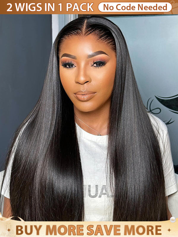 CurlyMe Pre-bleached Straight Hair Wear Go Glueless Wig 7x5 Pre-cut HD Lace Pre-plucked