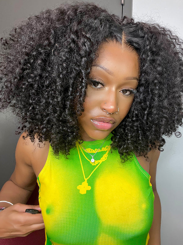 Pre-Bleached Knots Glueless Wig Kinky Curly Hair