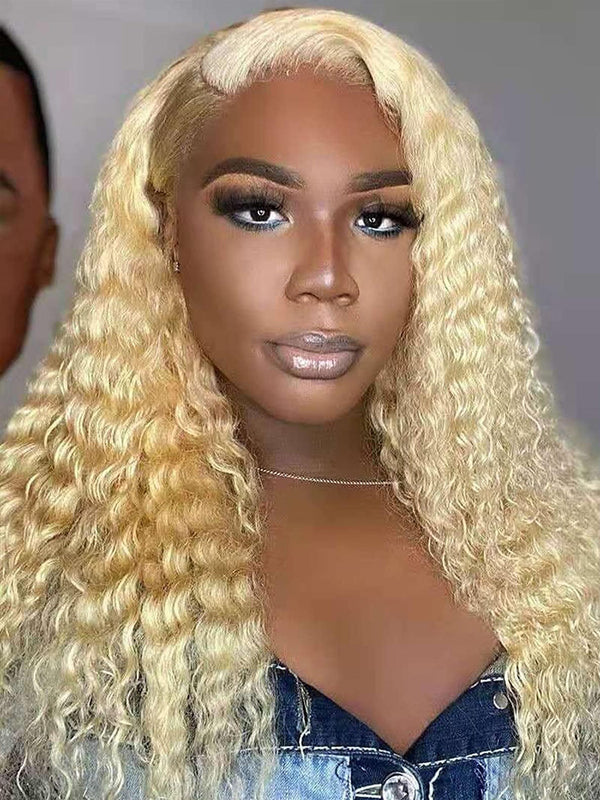 CurlyMe 613 Blonde Kinky Curly Human Hair Wigs 13x4 Lace Front Wigs