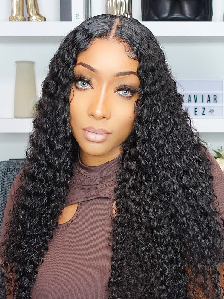 Deep Wave Glueless Wig Human Hair Wear Go Pre Cut Lace Closure Wig ...