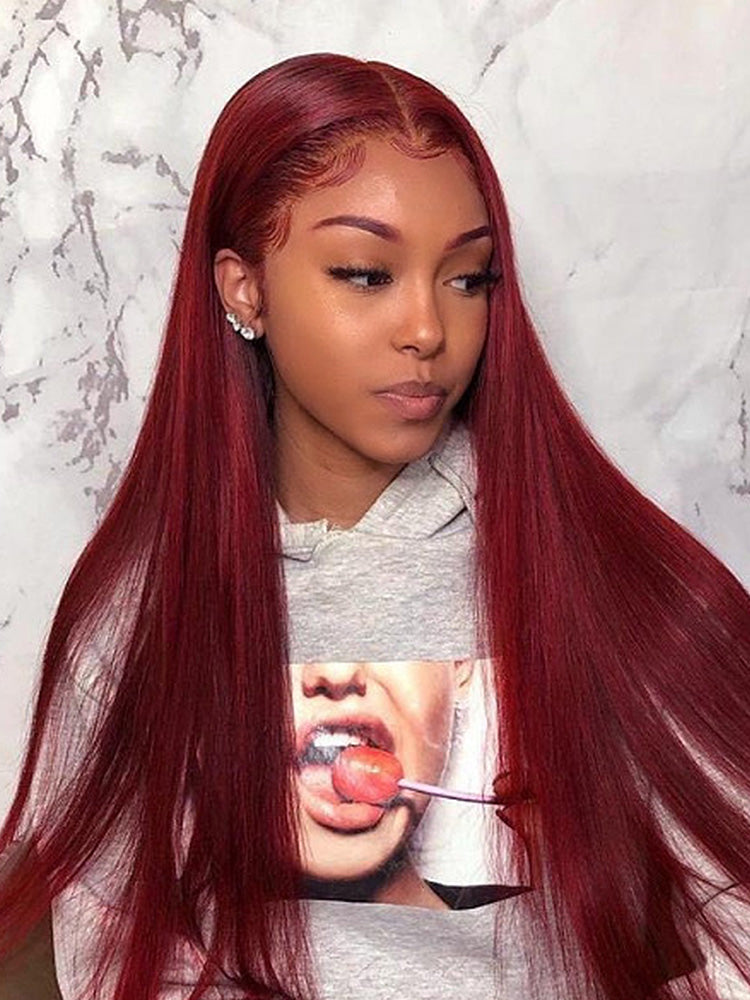 burgundy color buss down wig