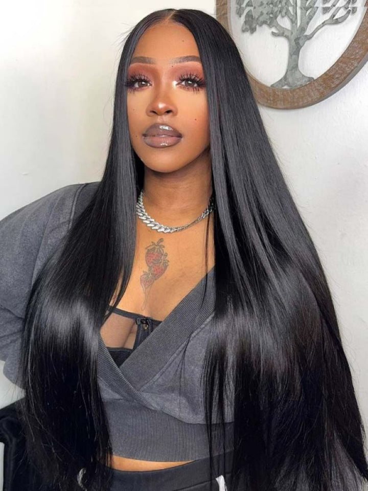 CurlyMe Pre-bleached Straight Hair Wear Go Glueless Wig 7x5 Pre-cut HD Lace Pre-plucked