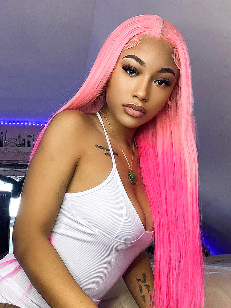 pink color buss down wig