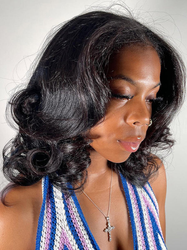 CurlyMe M-Cap 9x6 Blow Out Wear Go Glueless Wig 250% Density Layered Cut HD Lace Wig
