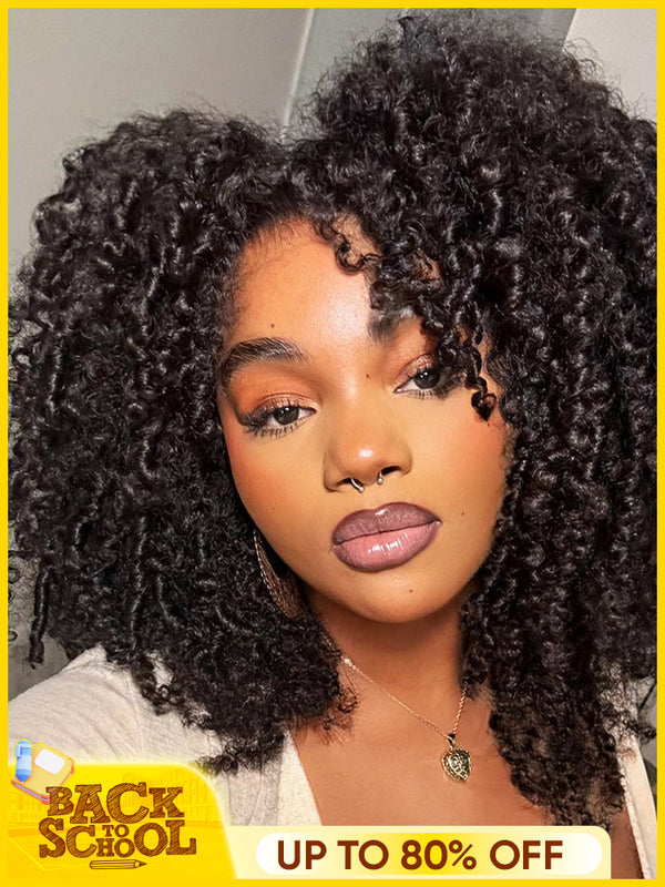 CurlyMe Pre-bleached Wear Go Glueless Afro Kinky Curly Pre-cut HD Lace Wig Pre-plucked