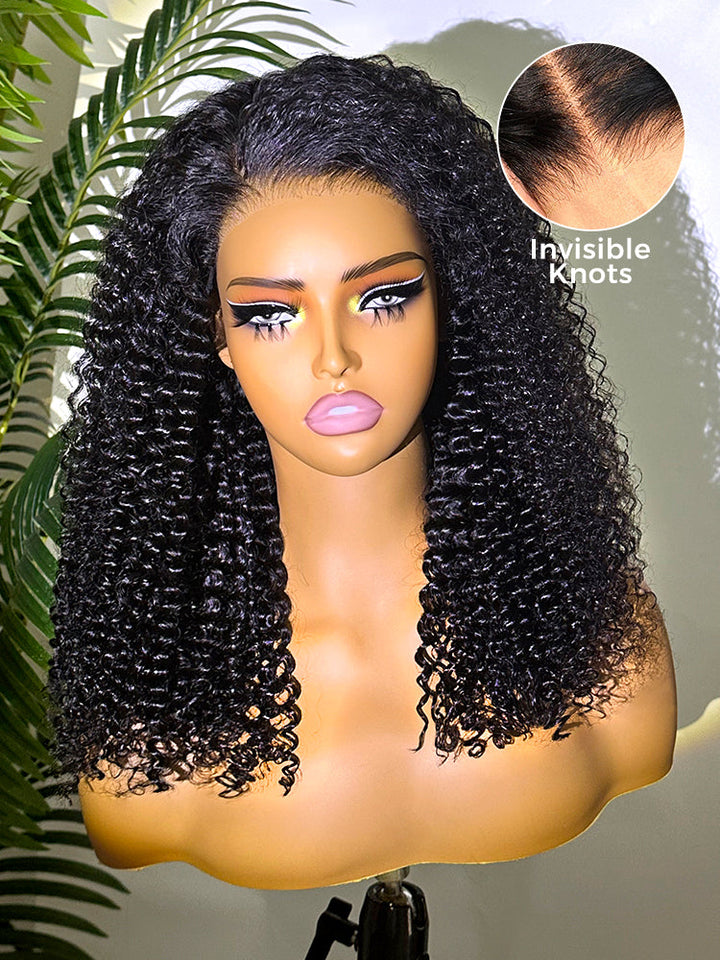 CurlyMe Pre-bleached Kinky Curly 7x5 Pre-cut HD Lace Wear Go Glueless Wig