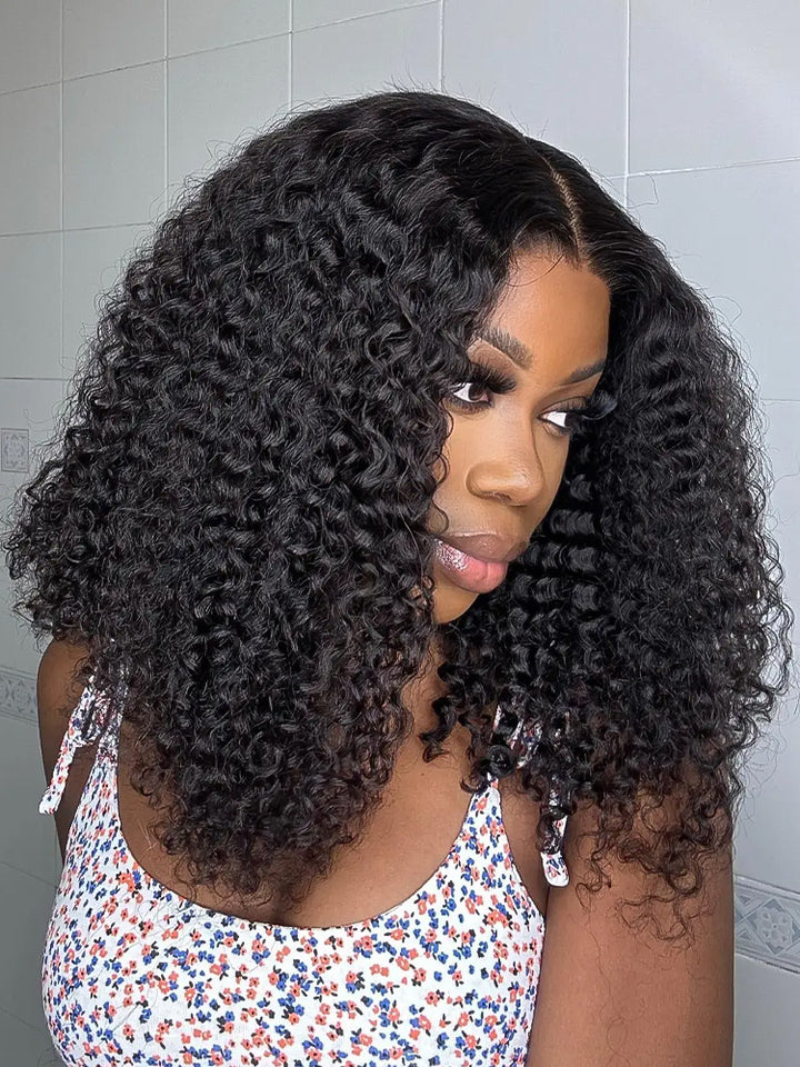 CurlyMe 360 Fit Wig Pre-Bleached Burmese Curly Human Hair Pre-Cut 360 Lace Wear Go Glueless Wig Pre-Plucked
