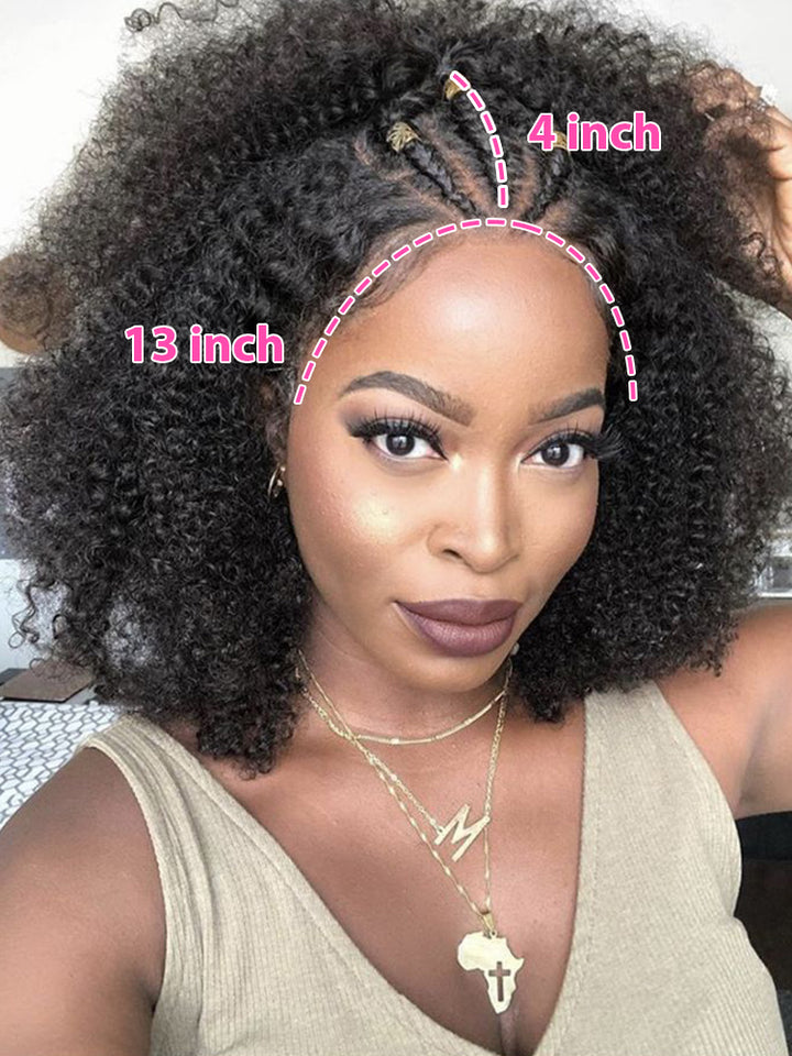 CurlyMe Afro Curly Hair Pre-bleached Swiss HD Lace Front Wig Human Hair Pre plucked Wigs