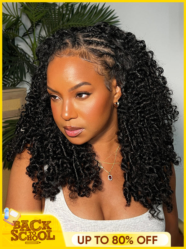 CurlyMe 3 In 1 Half Wig Kinky Curly Glueless Install Half Wig With Draw-string Beginner Friendly