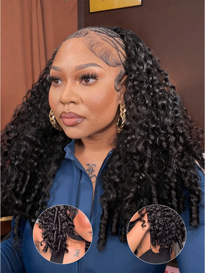 3 IN 1 Half Wig Burmese Curly Glueless Install Wig With Adjustable ...