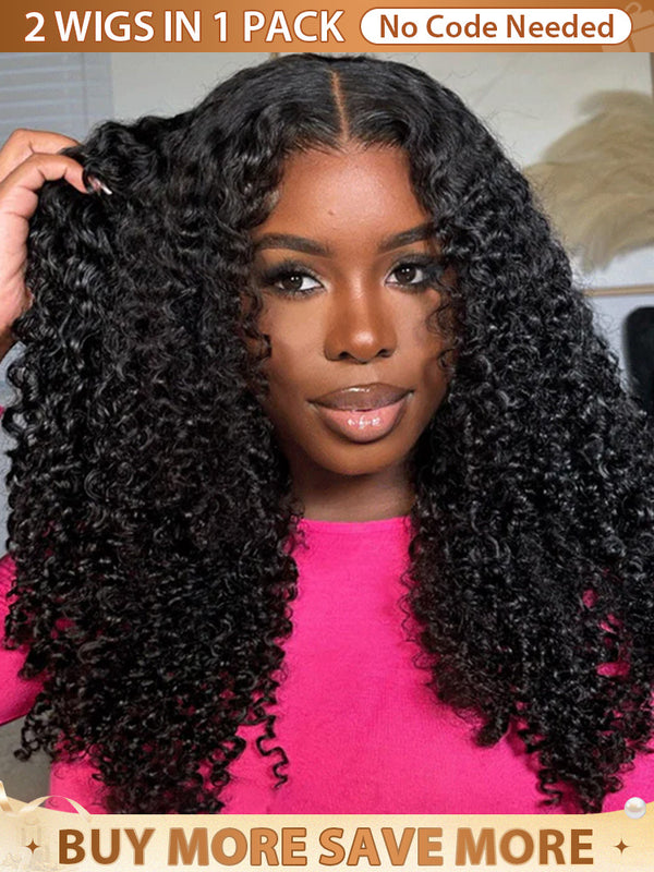 CurlyMe Pre-bleached Kinky Curly 7x5 Pre-cut HD Lace Wear Go Glueless Wig