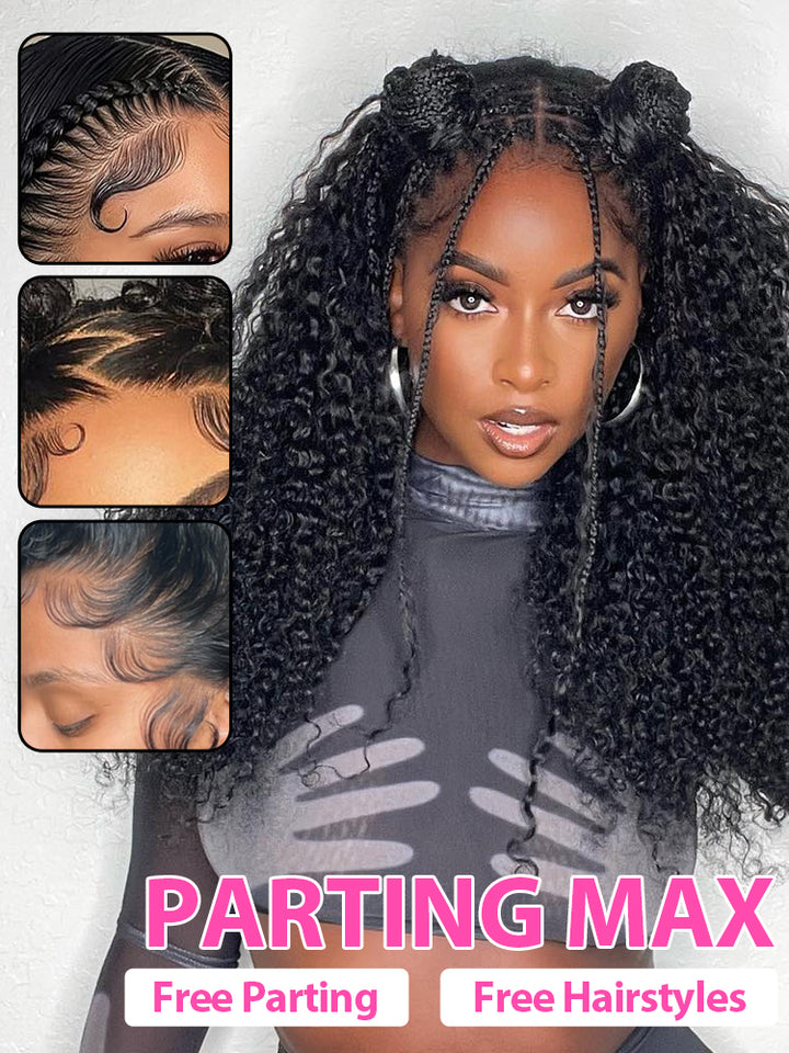 CurlyMe Kinky Curly Hair Pre-bleached 13x4 Swiss HD Lace/Transparent Lace Front Wigs Pre Plucked
