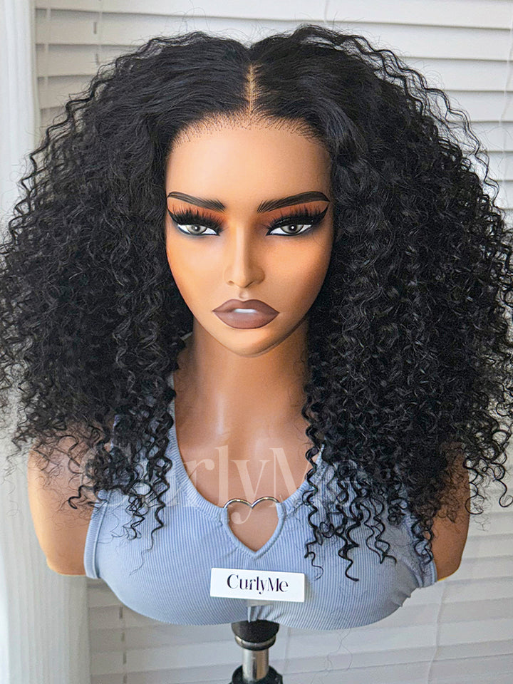 CurlyMe Pre-bleached Kinky Curly 7x5 Pre-cut HD Lace Wear Go Glueless Wig