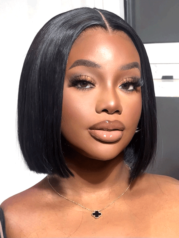 CurlyMe Pre-cut 9x6 HD Lace M-cap Wear Go Glueless Mini Knots Straight Bob Wig Pre-plucked