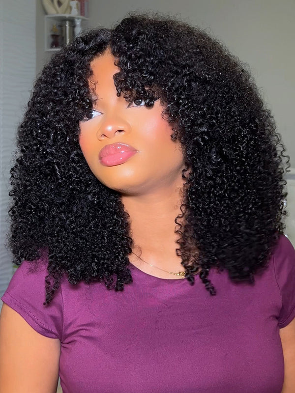 CurlyMe 3 In 1 Half Wig Afro Kinky Curly Glueless Install Half Wig With Drawstring Beginner Friendly