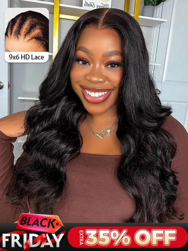 CurlyMe 9x6 HD Lace M-cap Wear Go Glueless Mini Knots Body Wave Hair Pre-cut Lace Front Wig Pre-plucked