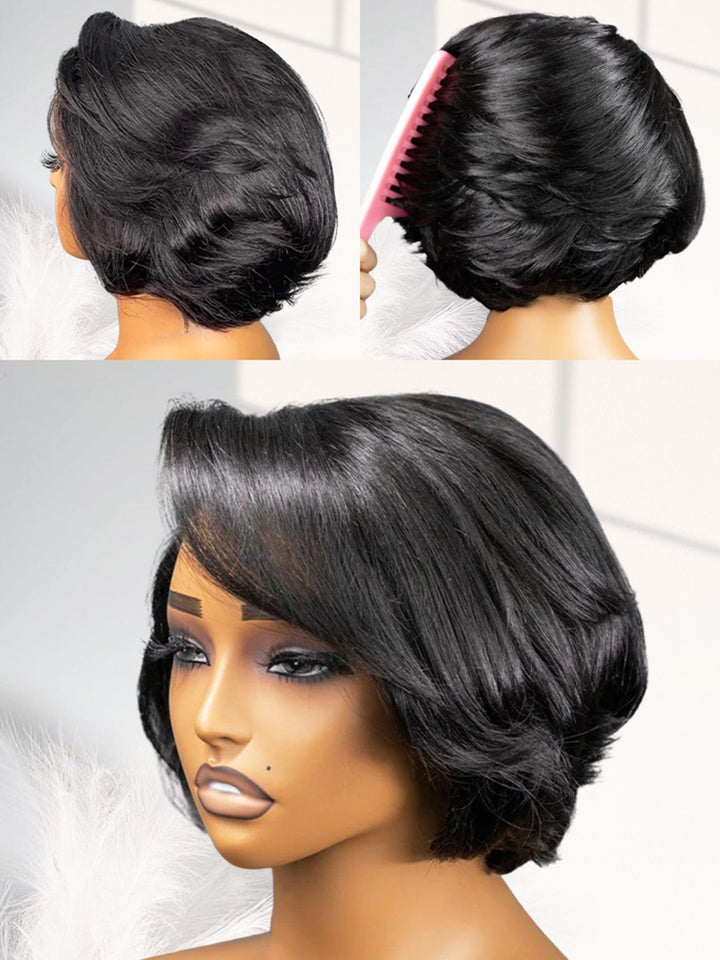 CurlyMe Wear Go Blow Out Straight Bob 7x5 HD Lace Glueless Wig Pre-Bleached Tiny Knots