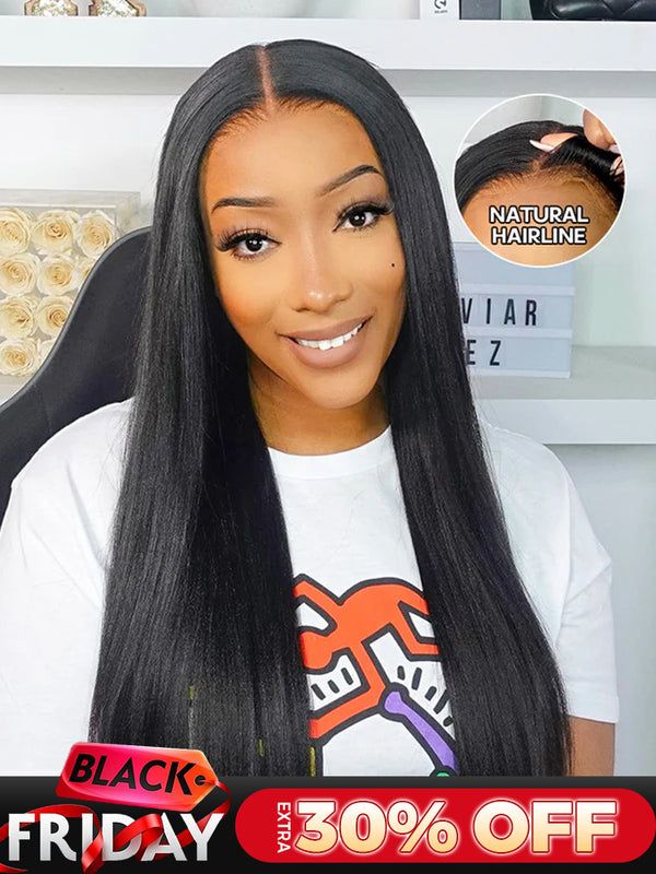 CurlyMe Pre-cut 9x6 Lace M-cap Wear Go Glueless Mini Knots Light Yaki Straight Hair HD Lace Front Wig Pre-plucked