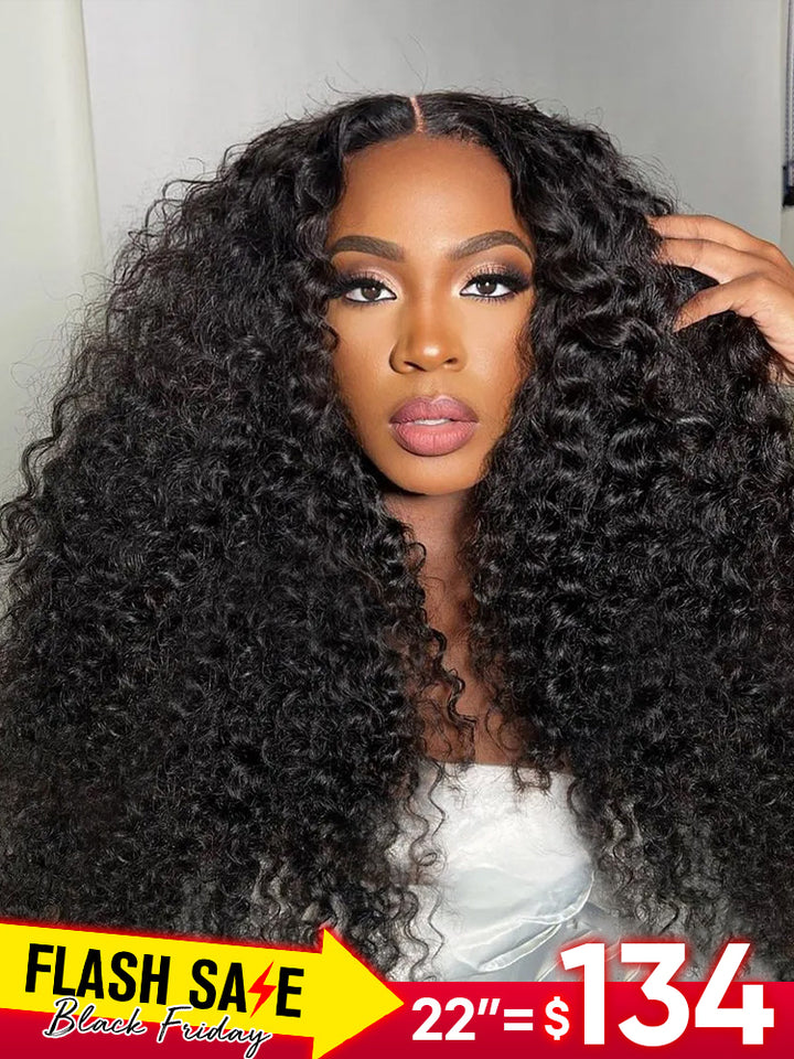 CurlyMe Water Wave Human Hair 13x6 Swiss Lace Front Wig Pre Plucked