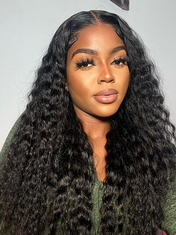 CurlyMe 13x4 Swiss HD Lace/Transparent Lace Wigs Pre-bleached Water Wave Hair Lace Front Wigs